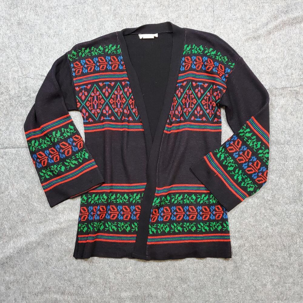 Vintage Monarch Sweater Womens Small? Open Front Festive Nordic Holiday Cardigan